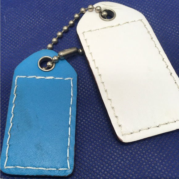 Coach 2 Leather Hang Tags Stripes Key Fob Key Chain Charm - Picture 5 of 11